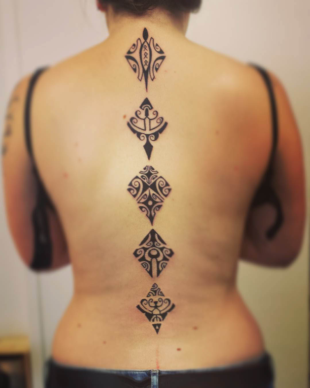 Polynesian Spine Tattoo by amyclaire.p