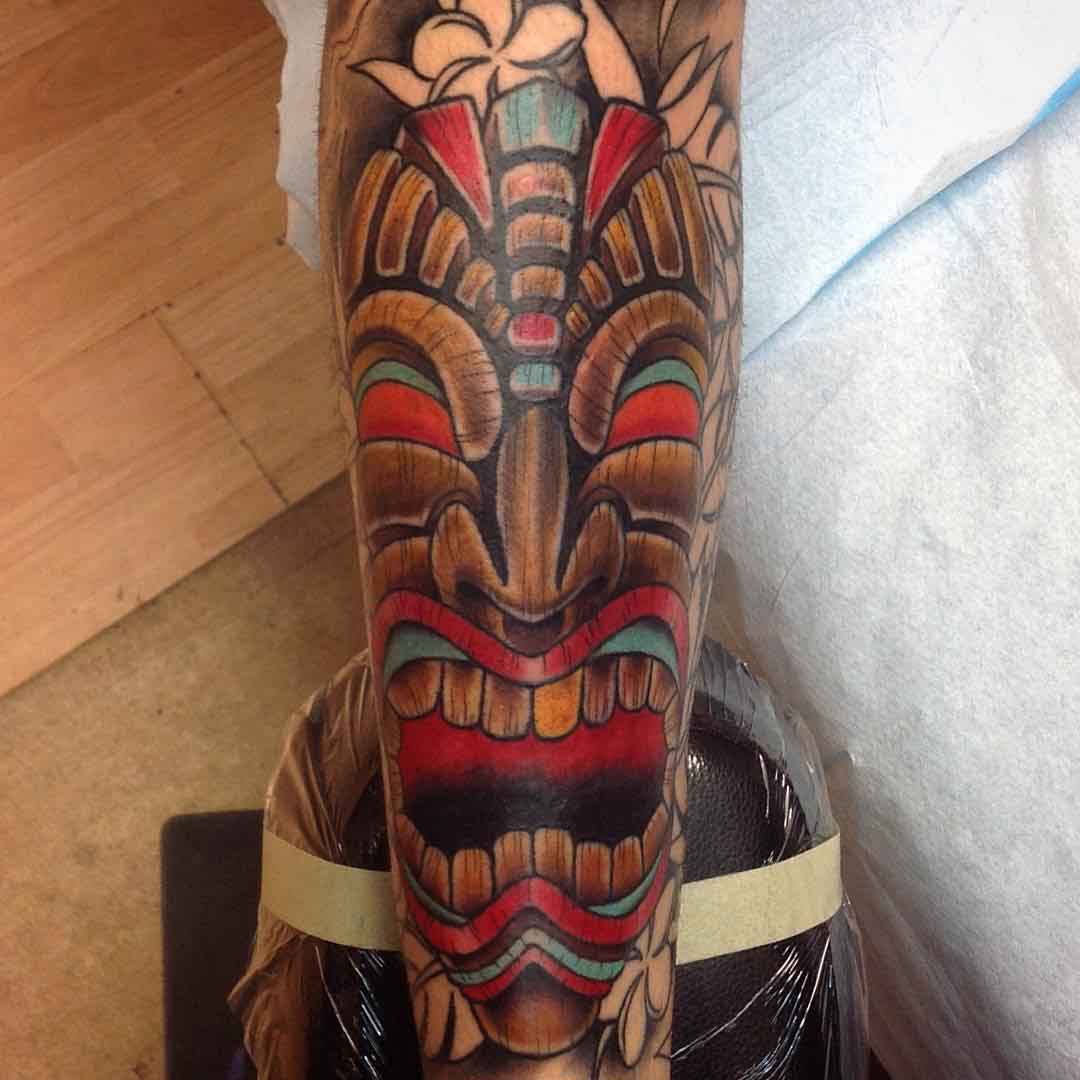 Shin Tattoo Tiki Mask by zachmfvolatile