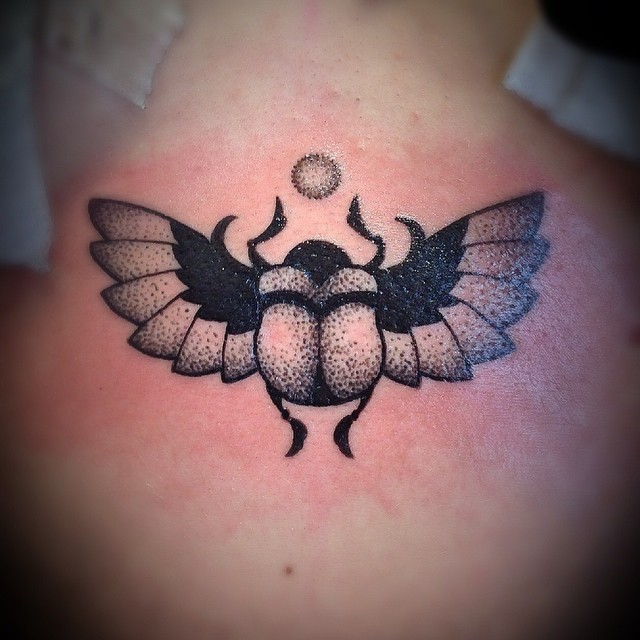 Small Scarab Tattoo Dotwork by clodin_93