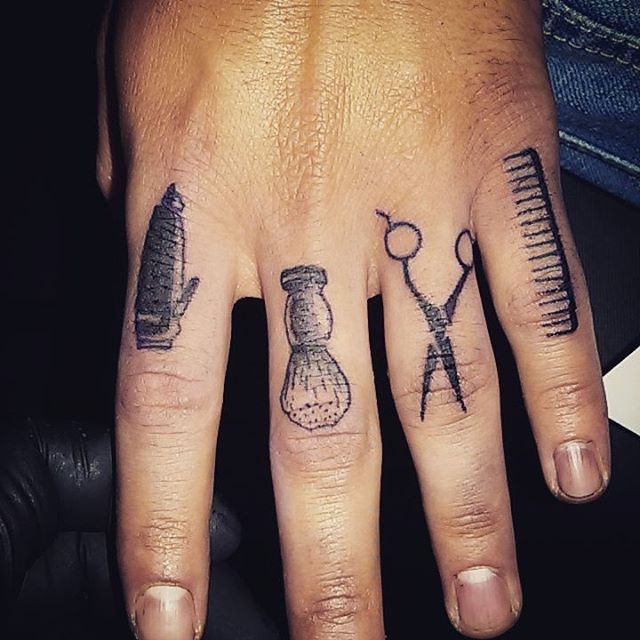 all fingers tattoos for hair-dresser