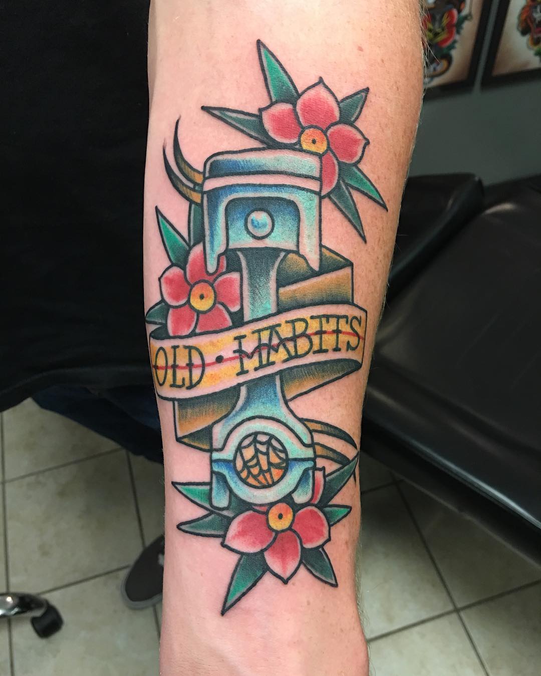 Traditional Piston Tattoo by adamhrothe