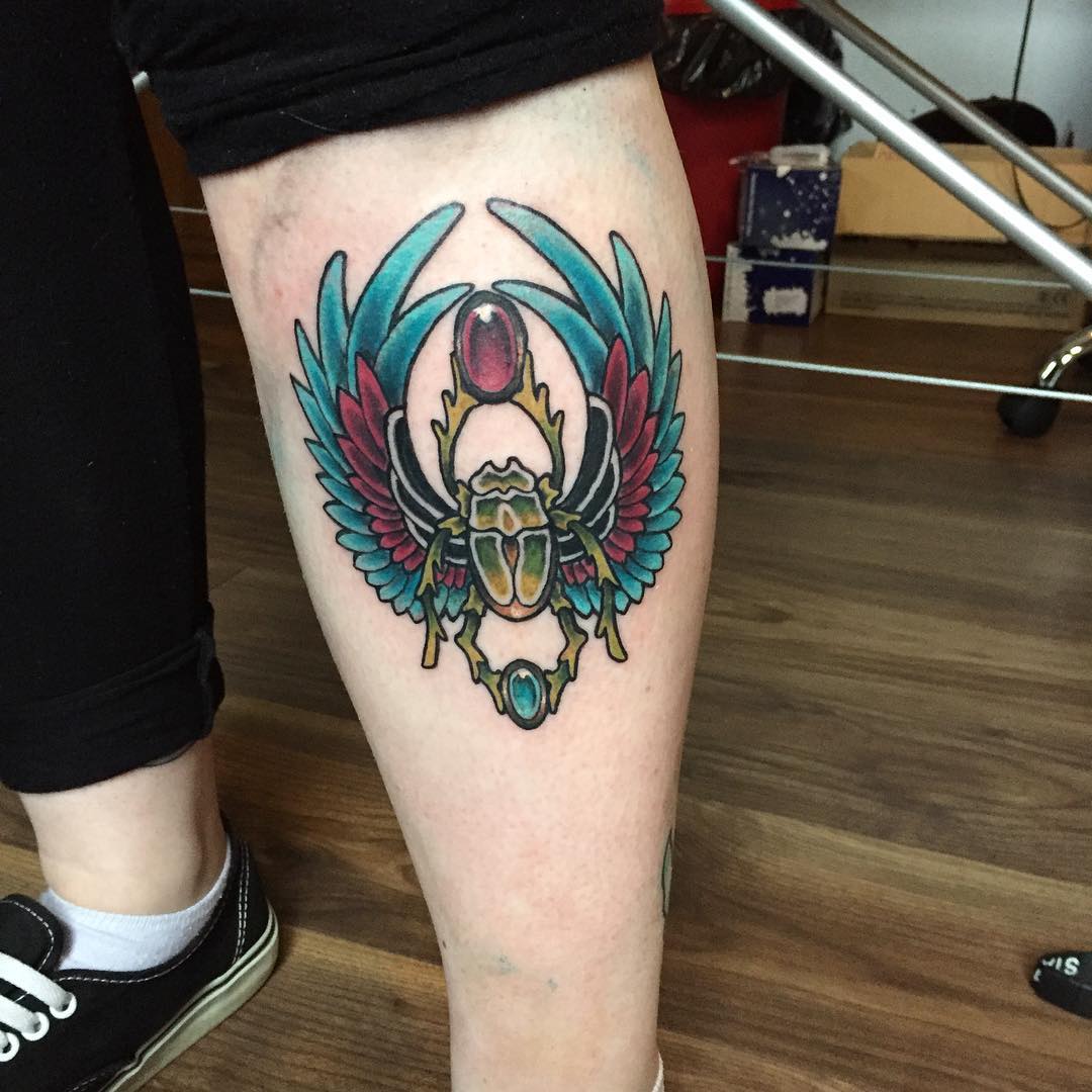 Winged Scarab Tattoo by alexmelrosetattoo