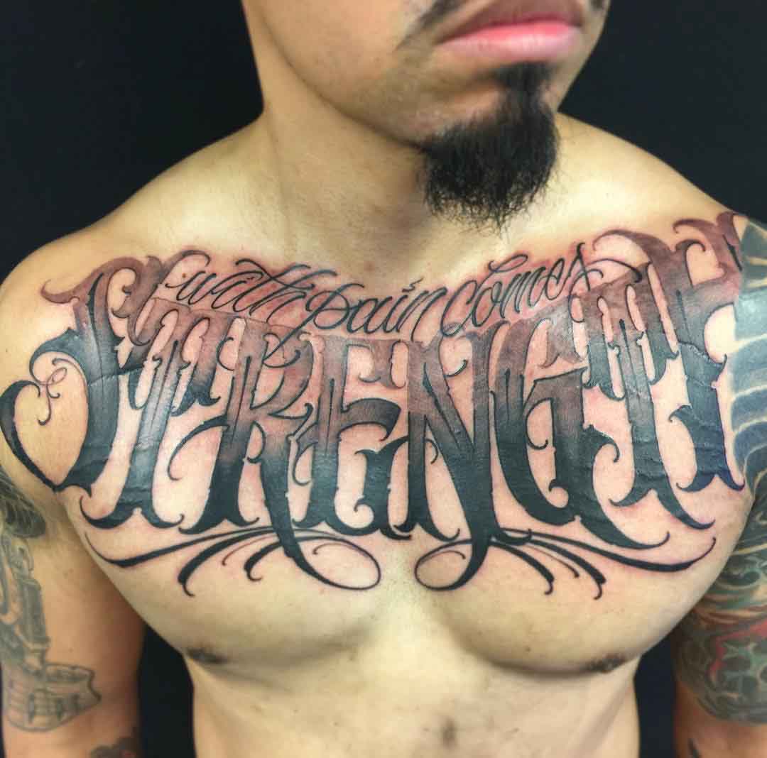 chest tattoo lettering