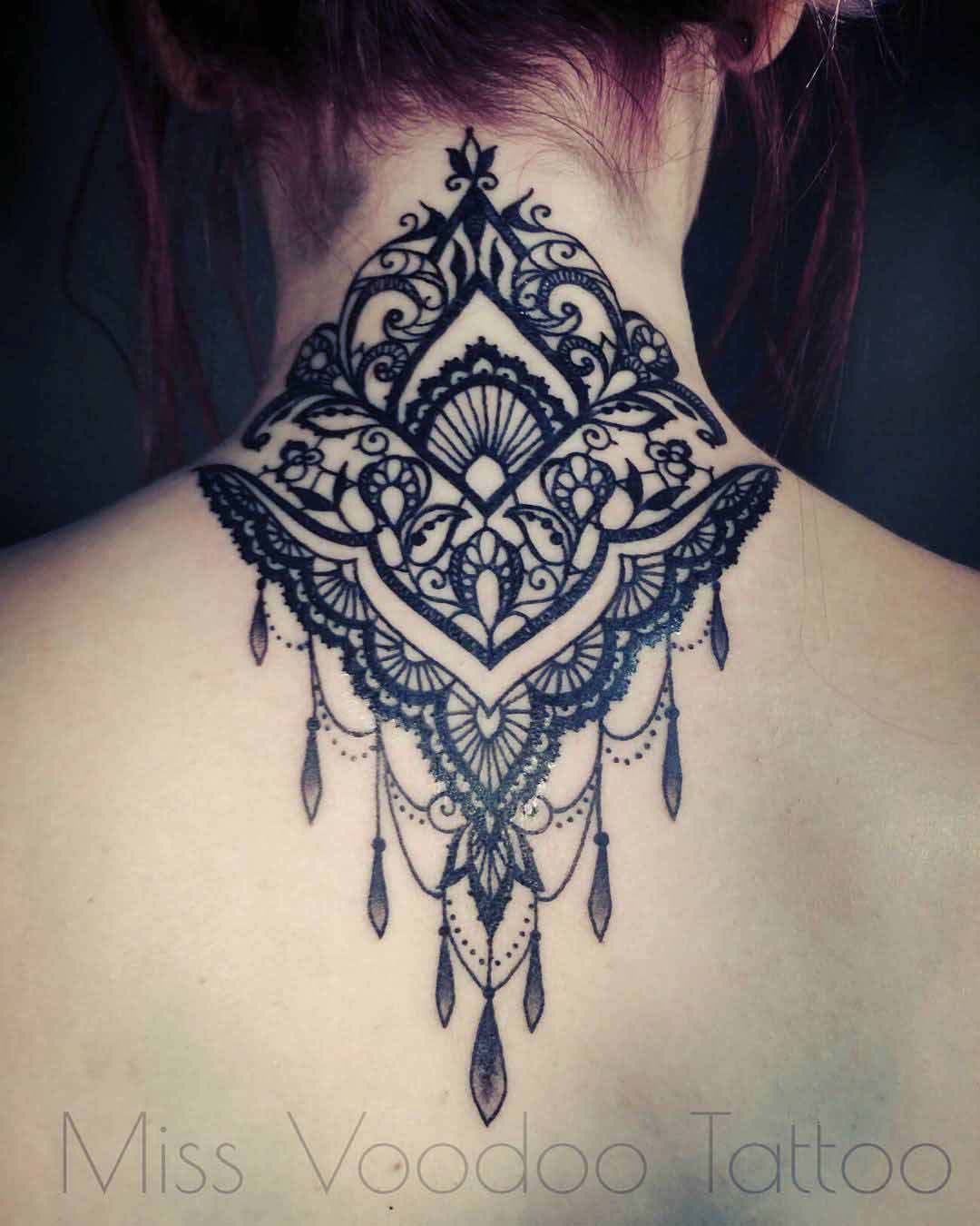 Back of Neck Tattoo Baroque by missvoodooo