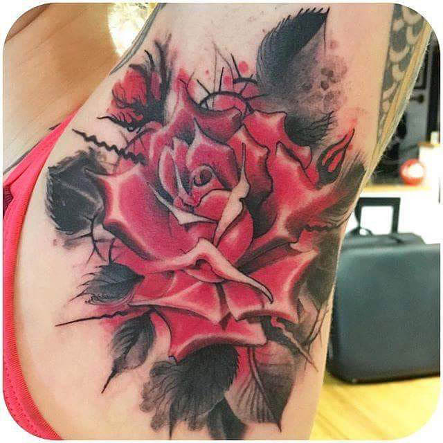 Big Rose Tattoo on Armpit