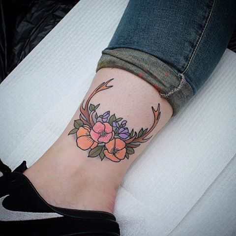 ankle tattoo flowers