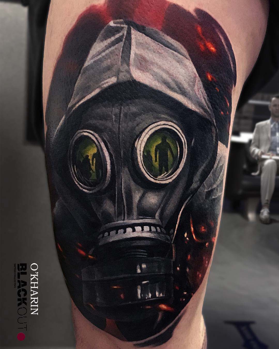 realistic tattoo gas mask