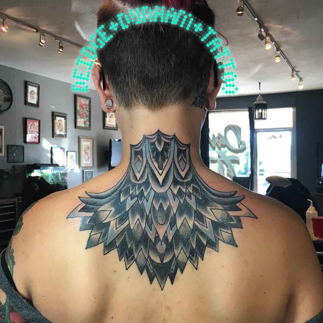 Nape of Neck Tattoo by deidgedunhamtattoo