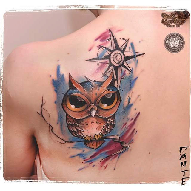 shoulder blade owl tattoo funny