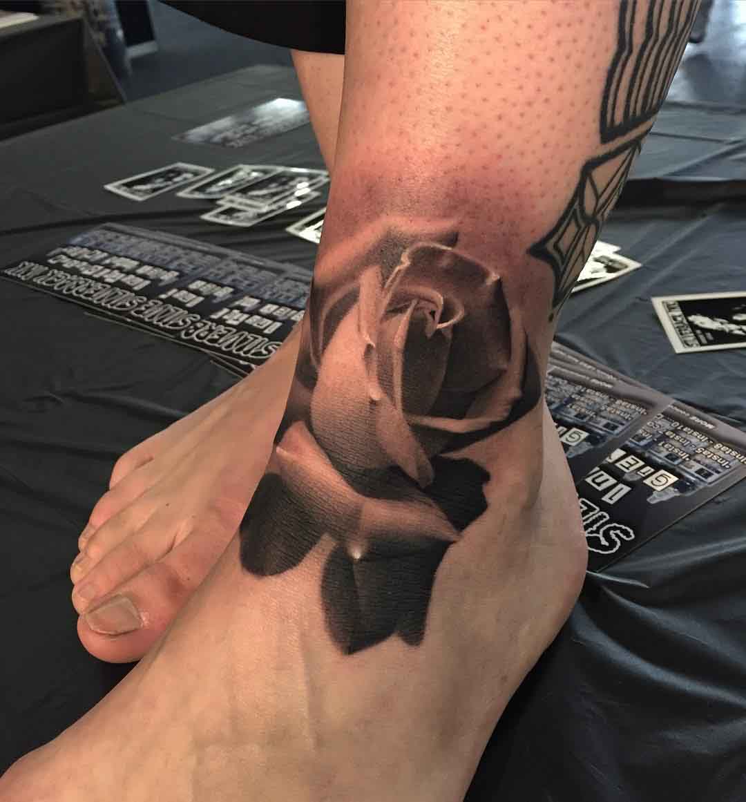 ankle tattoo rose