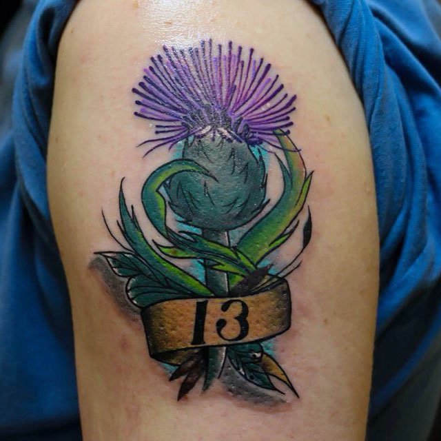 Scottish Thistle Tattoo by Adriana Rodriguez Art&Tattoos