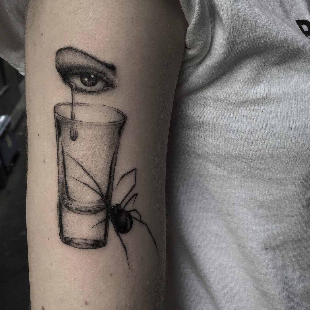 tear shot tattoo spider