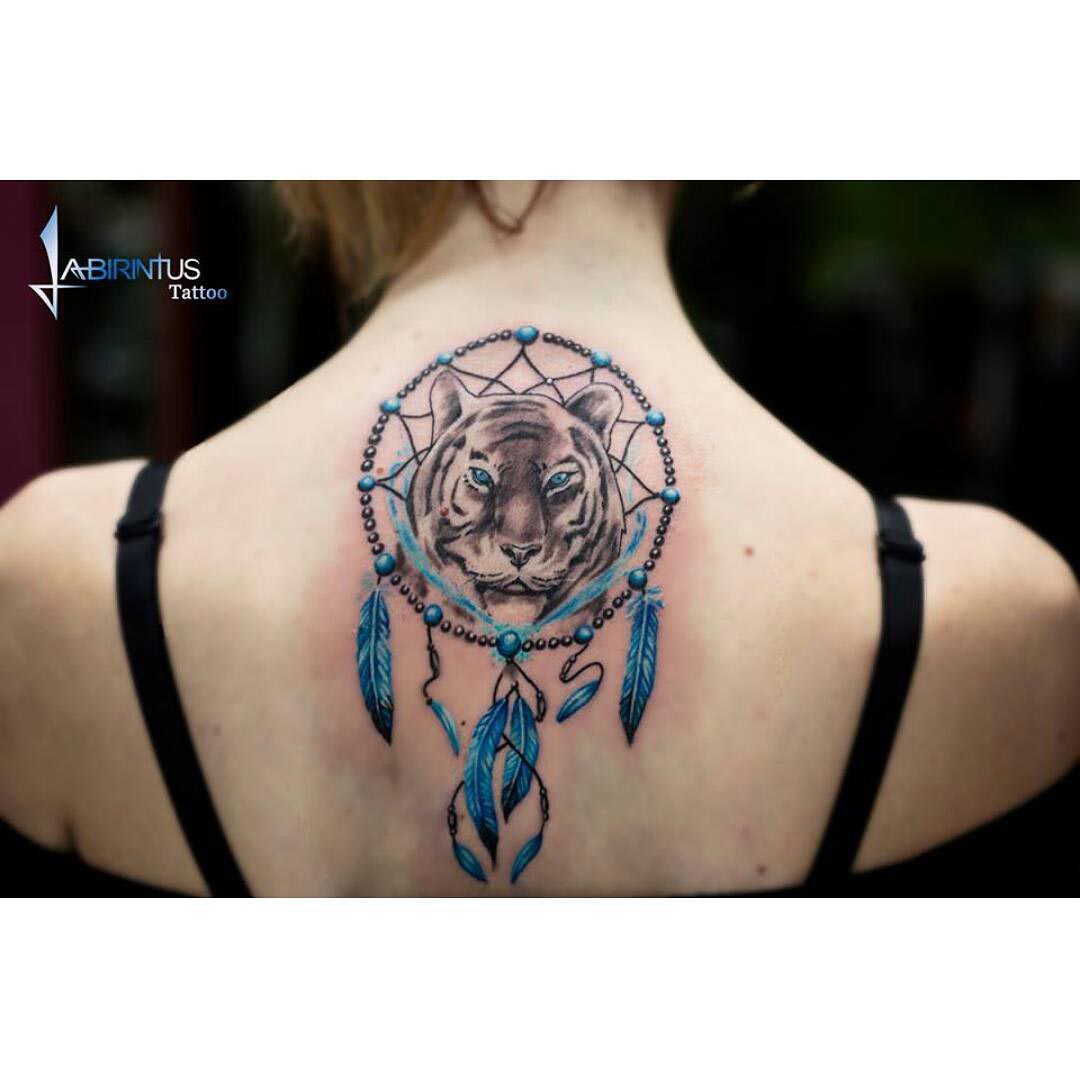 Tiger Dreamcatcher Tattoo by labirintustattoo