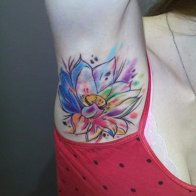 Watercolor Lotus Tattoo