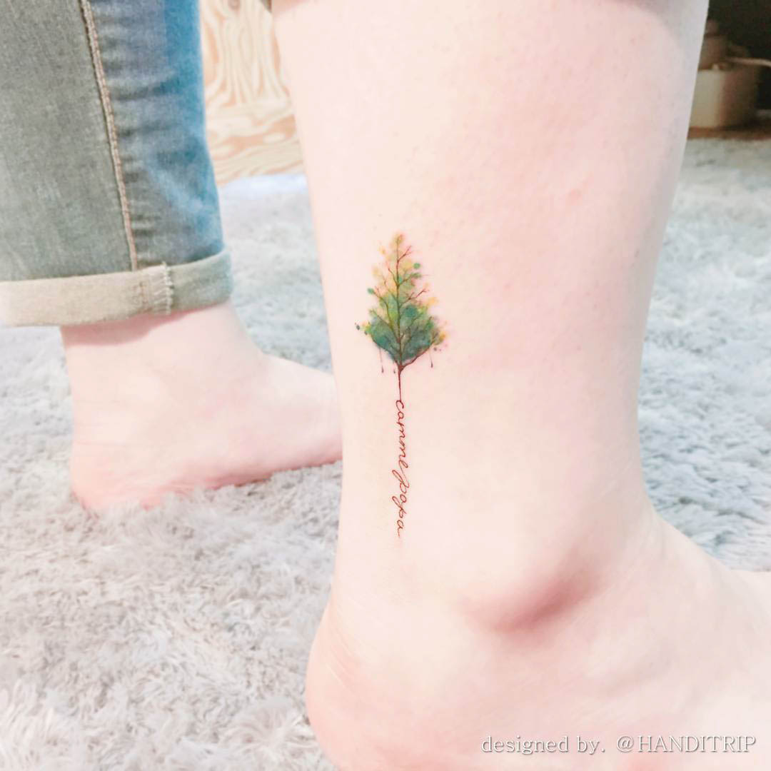 ankle tattoo treee illustration