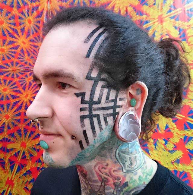 Dotwork Face Tattoo by deryntwelvetattoo