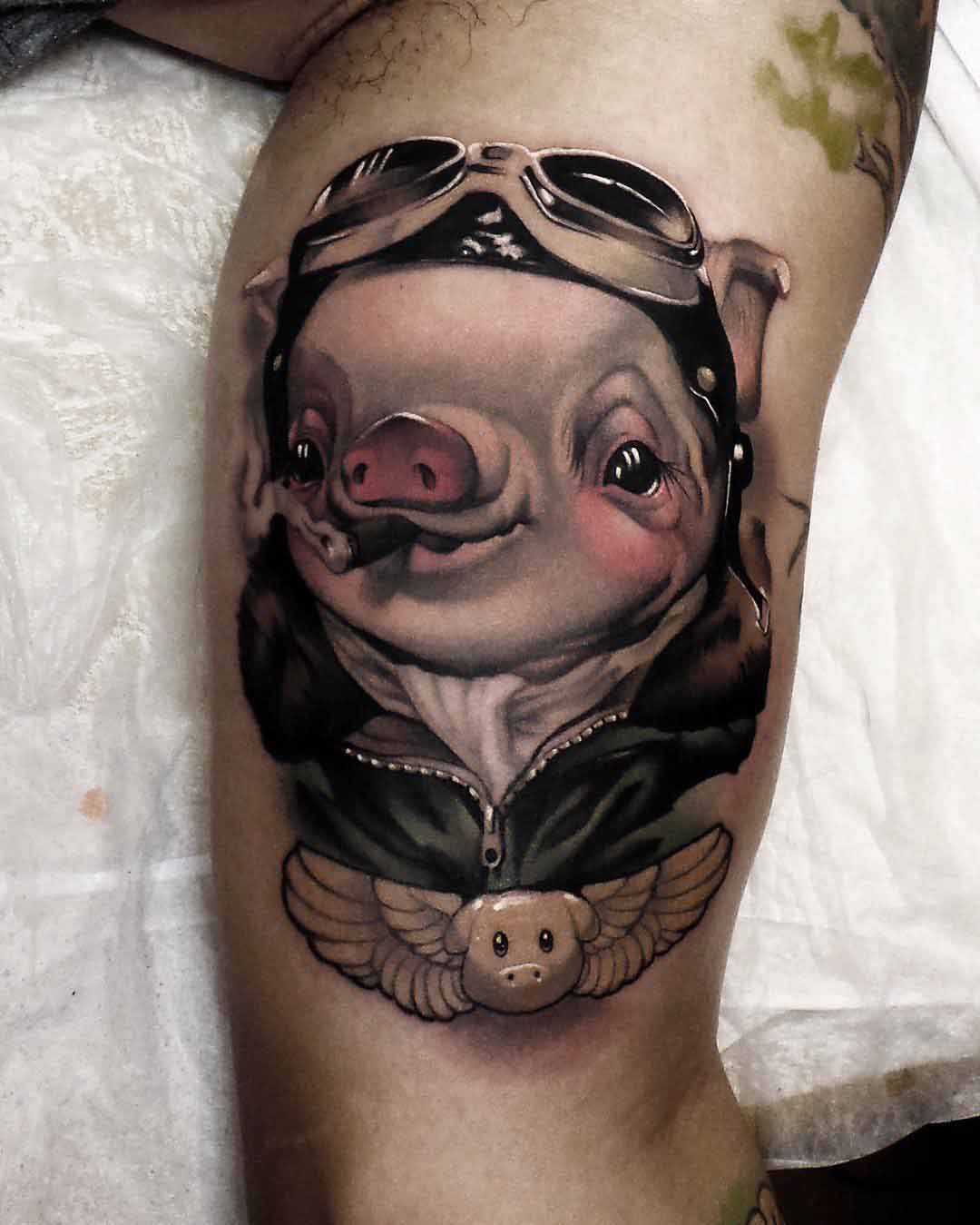 pig tattoo aviator