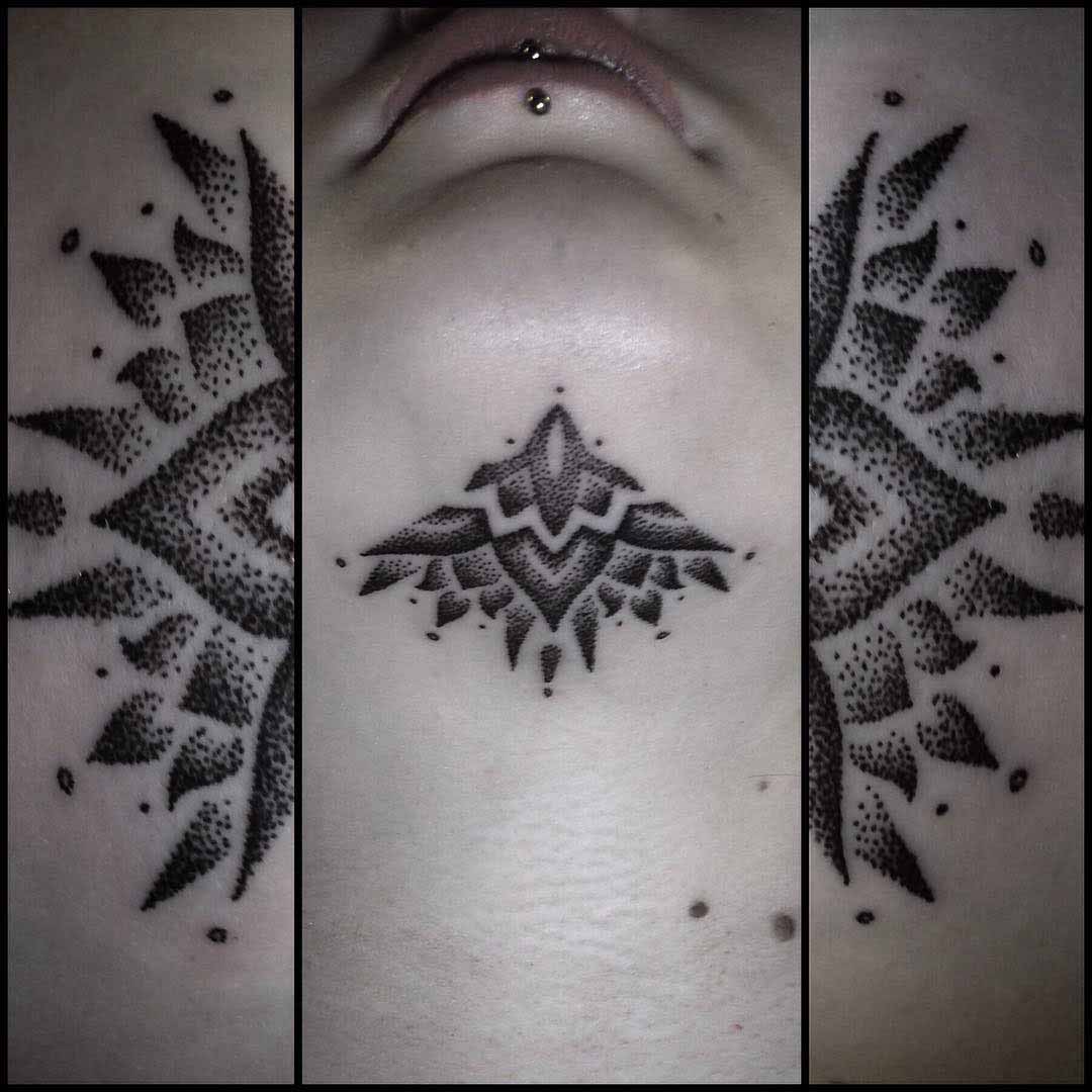 Dotwork Tattoo on Chin by threecrowstattoo