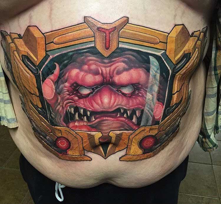 TMNT tattoo on stomach Krang tattoo