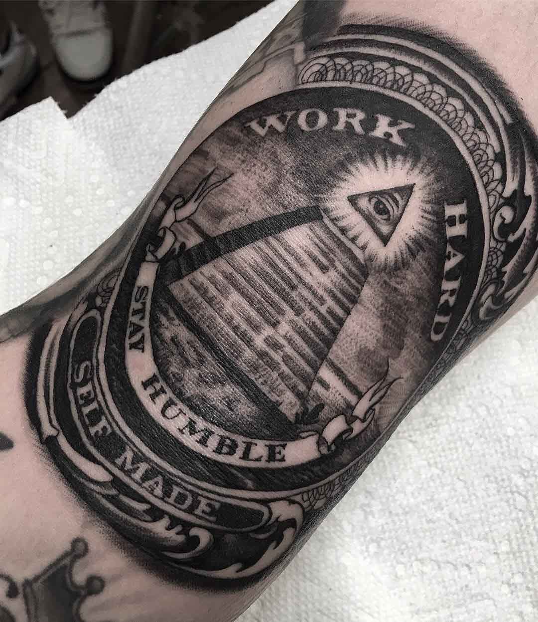 dollar pyramid with eye tattoo