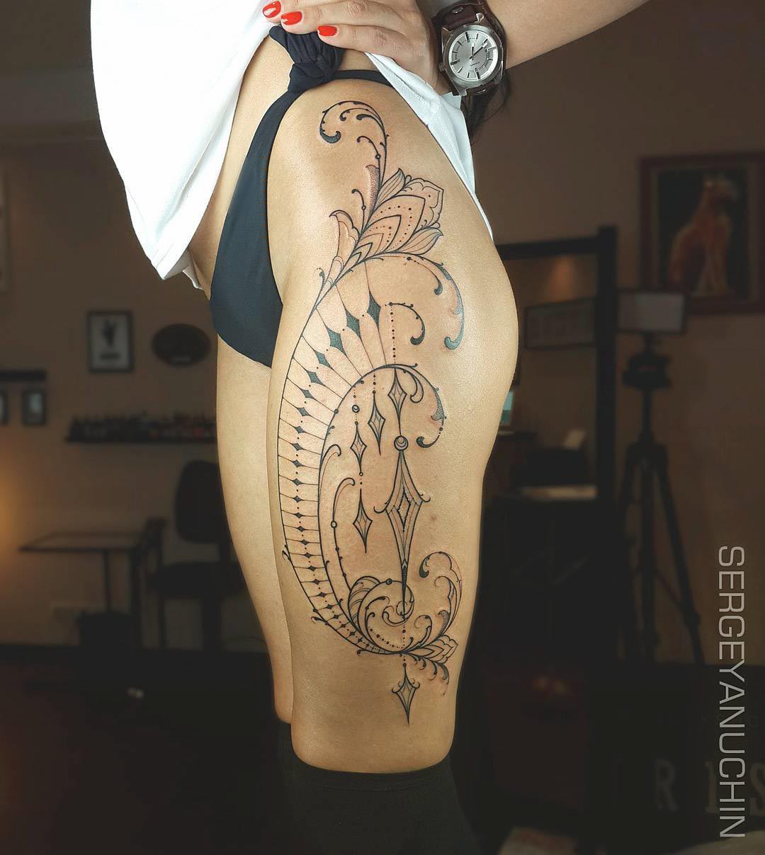 hip tattoo freehand