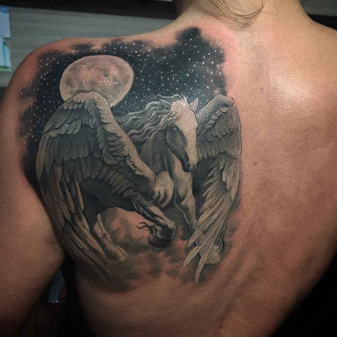 Shoulder Blade Tattoo Pegasus