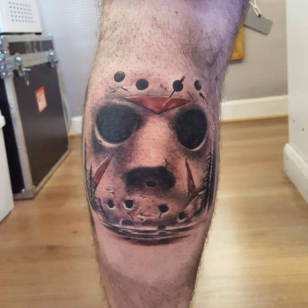 friday 13th tattoo on calf