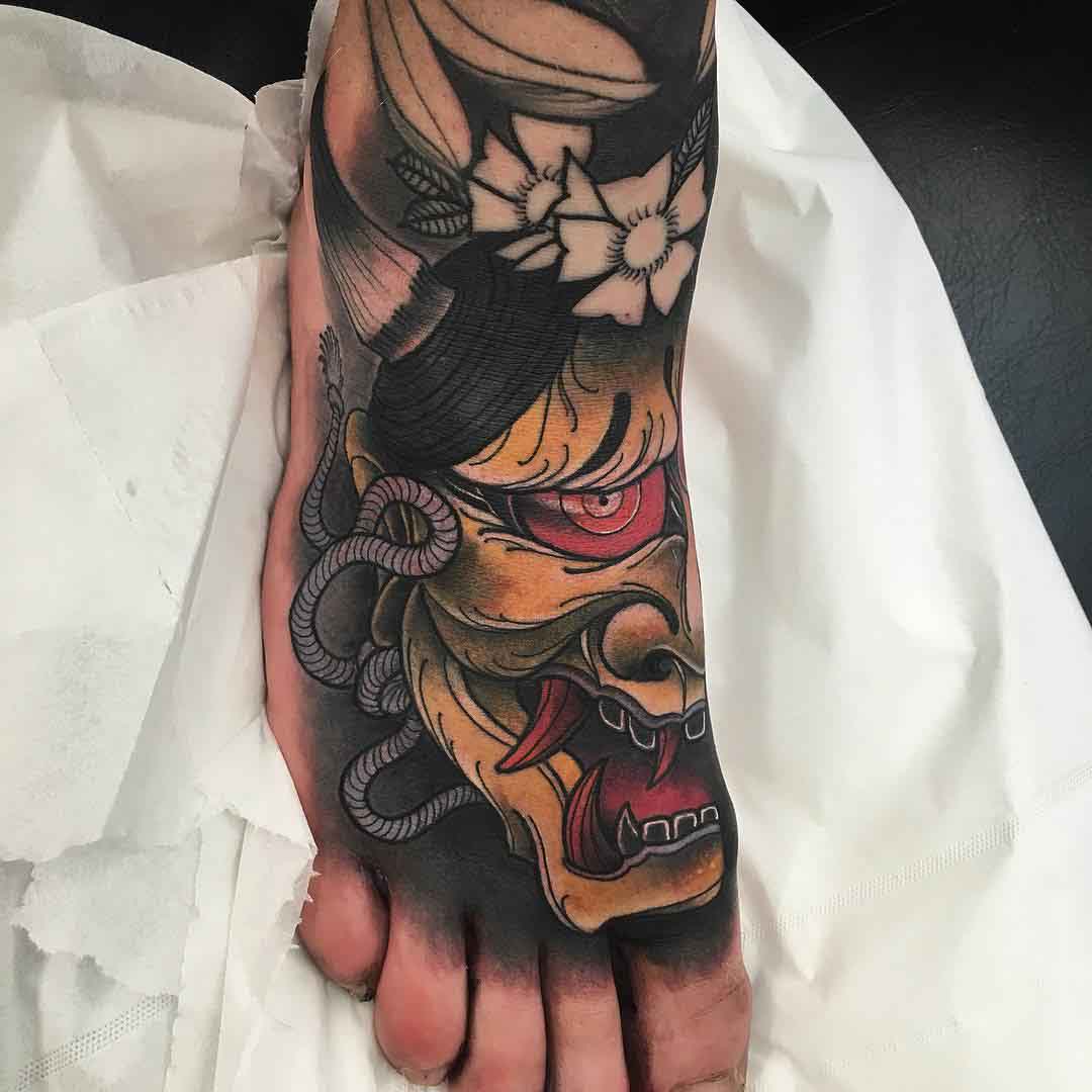 japanese foot tattoo hannya mask