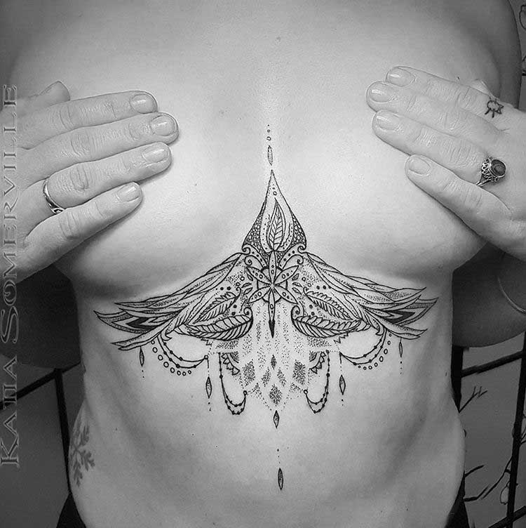 underboob tattoo dotwork