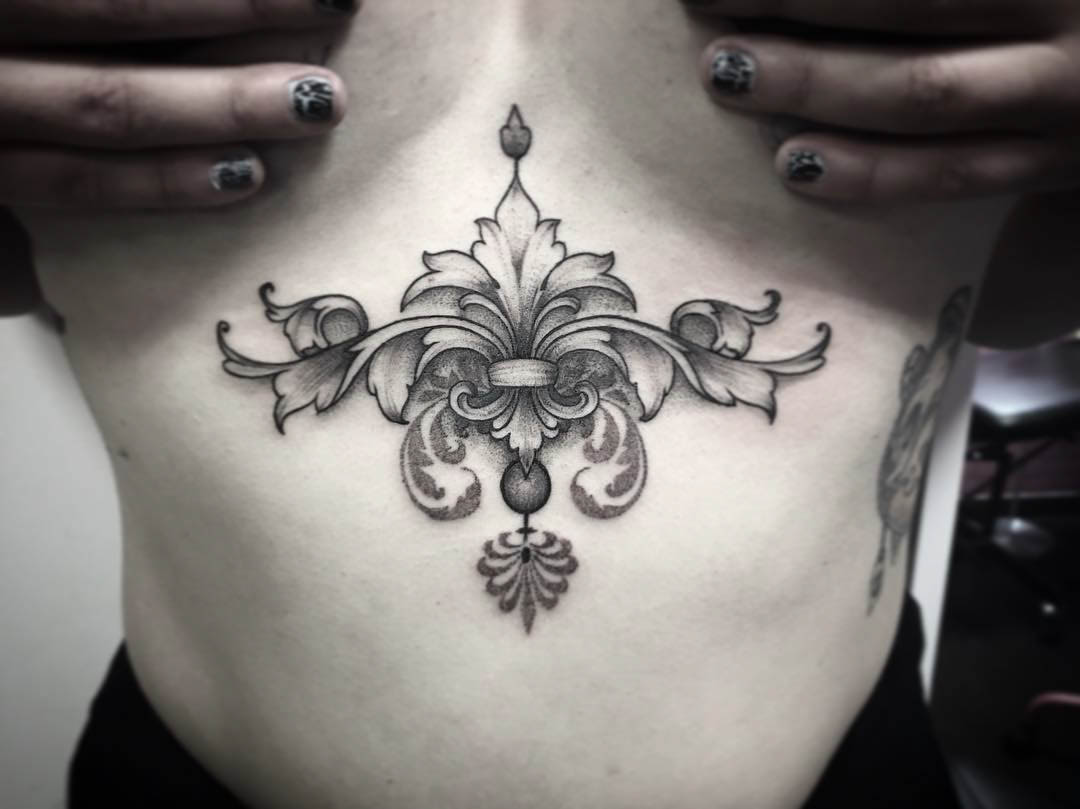 baroque tattoo underboob