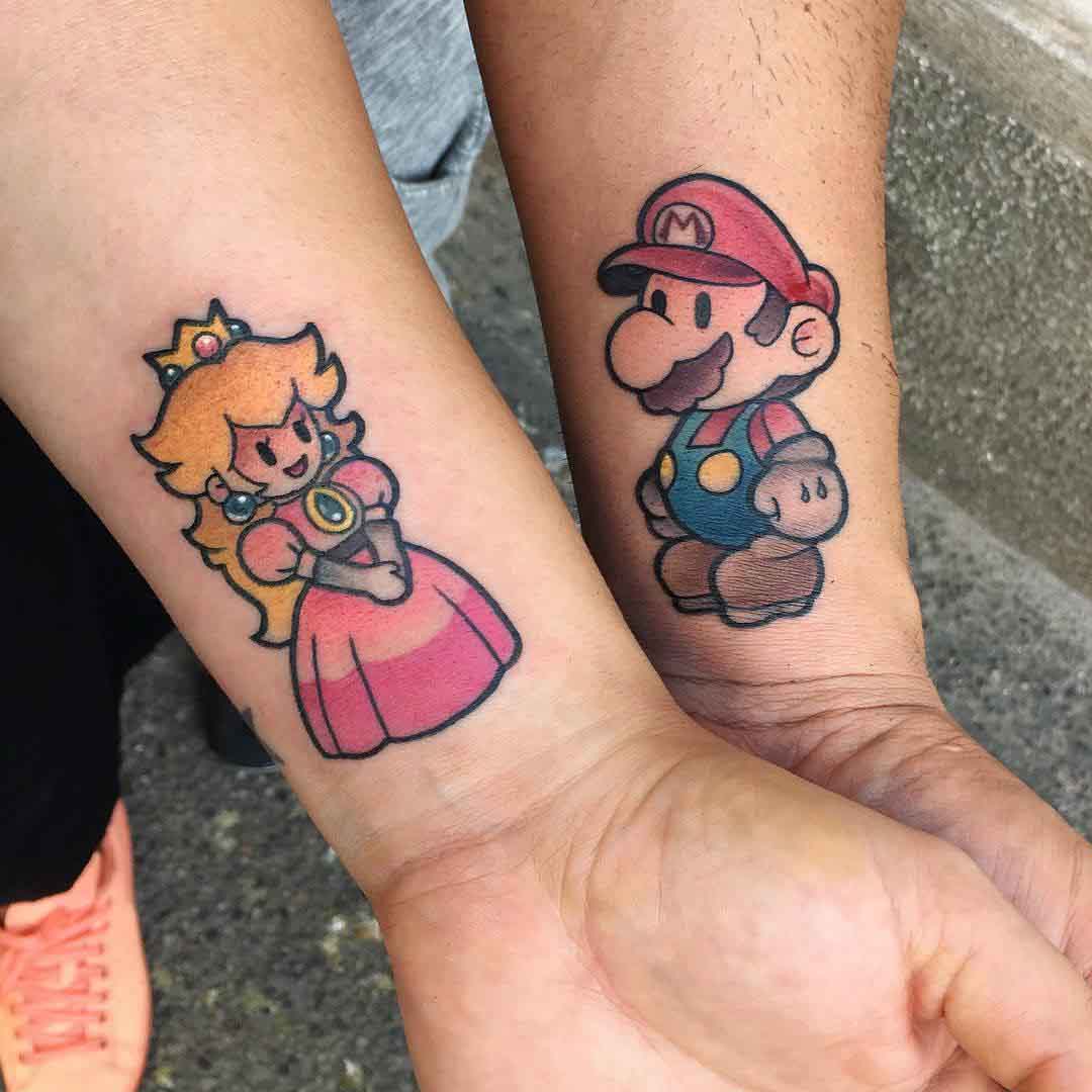 mario tattoo for couples princess peach