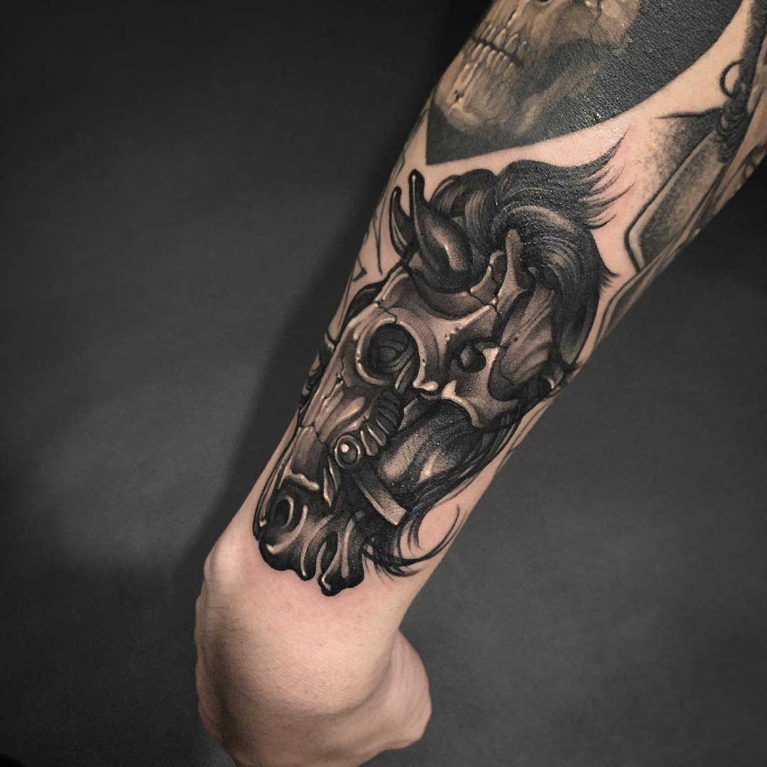 wrist forearm tattoo horse head