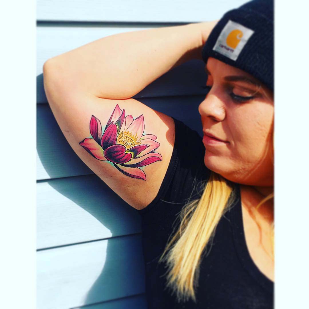 bicep tattoo lotus