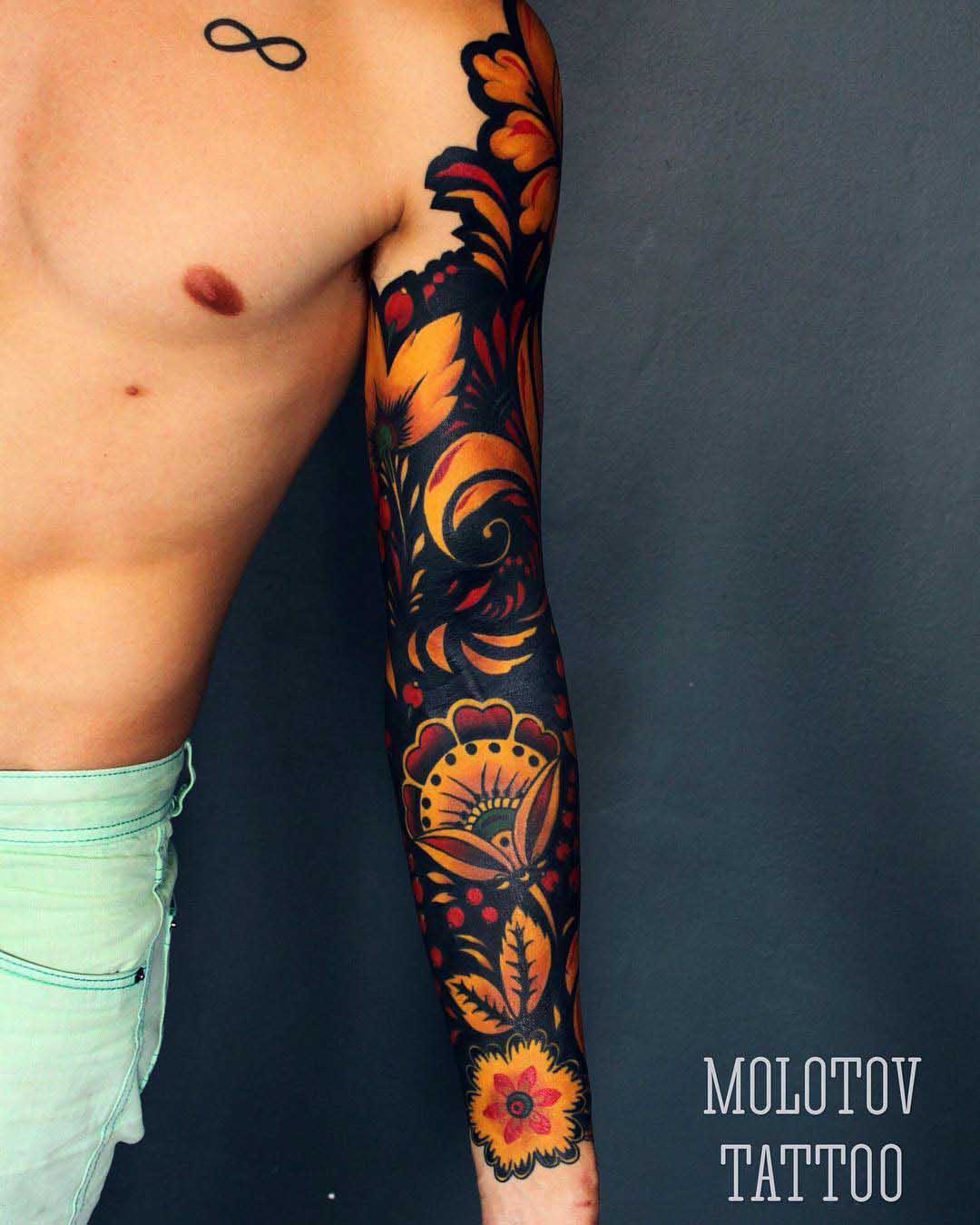 Sleeve tattoo russian ornament