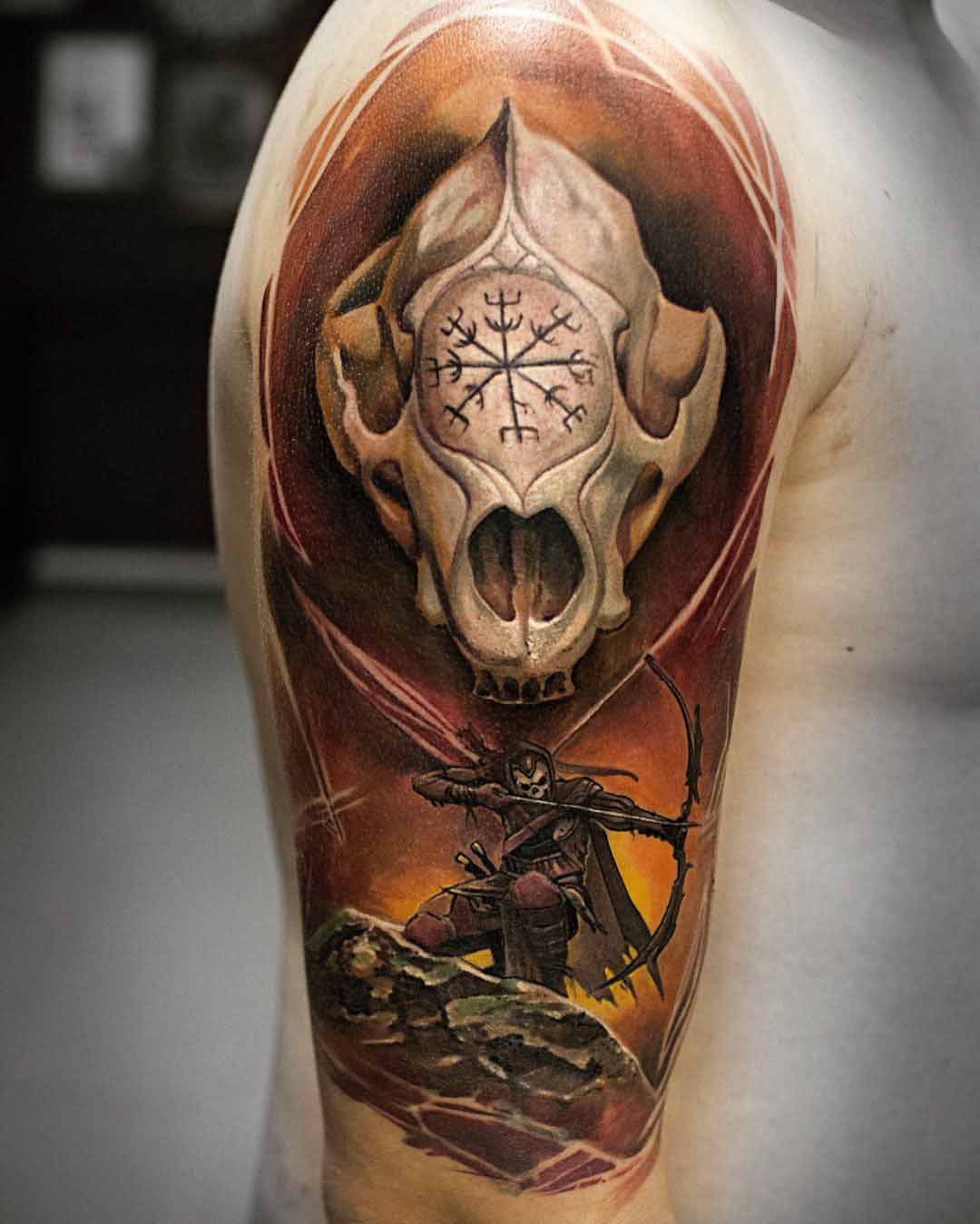 cool fantasy tattoo on shoulder