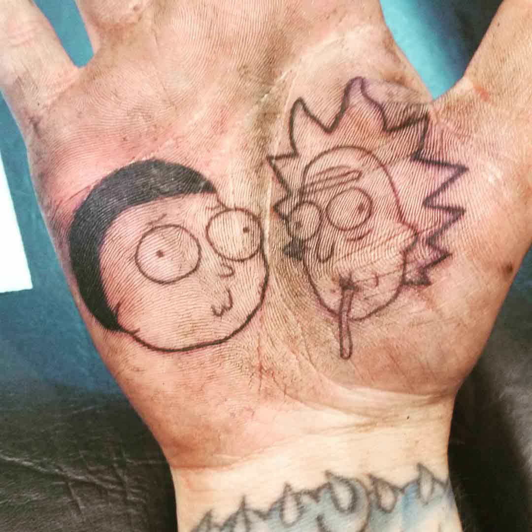 palm tattoo rick and morty tattoo