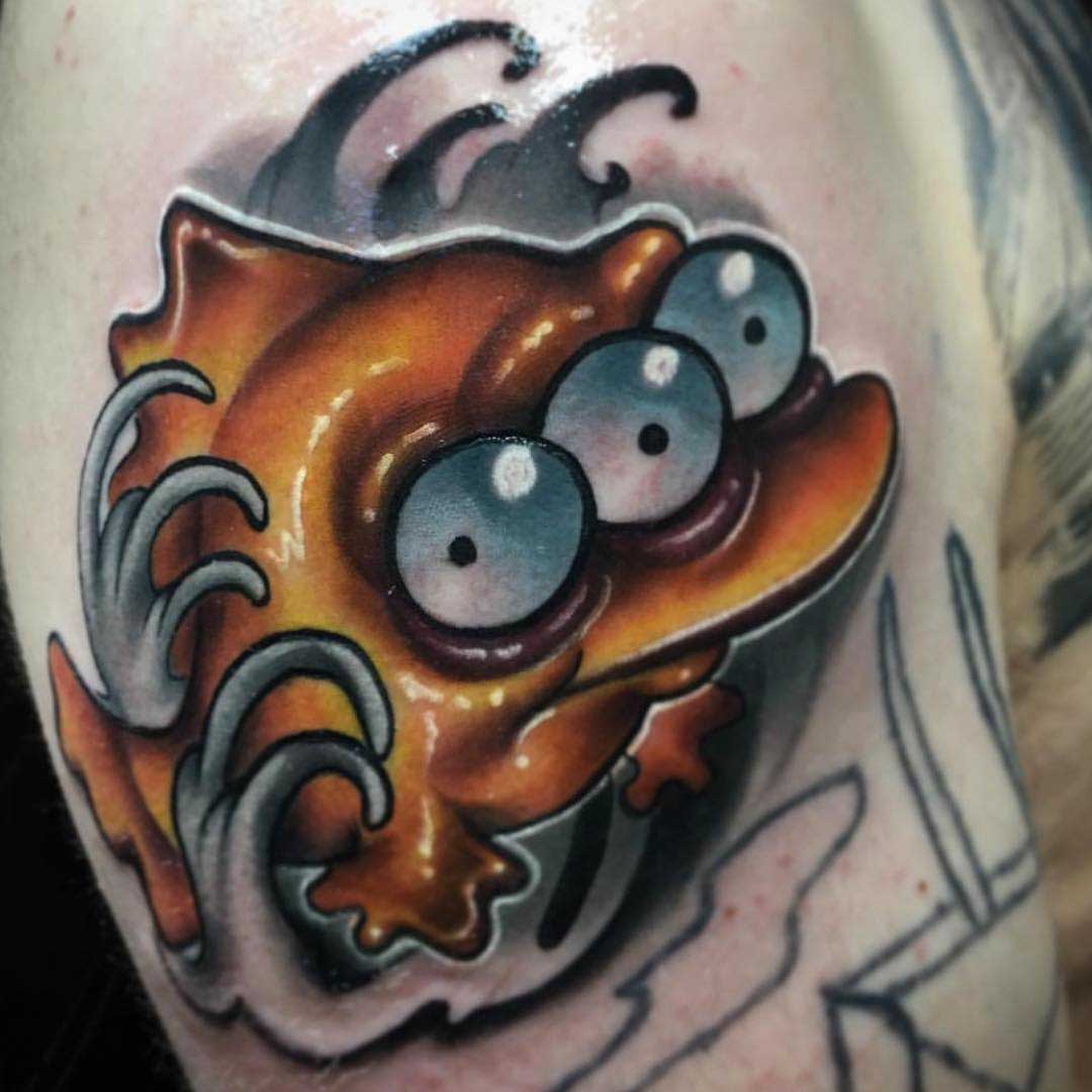 new school tattoo fish from Simpsons