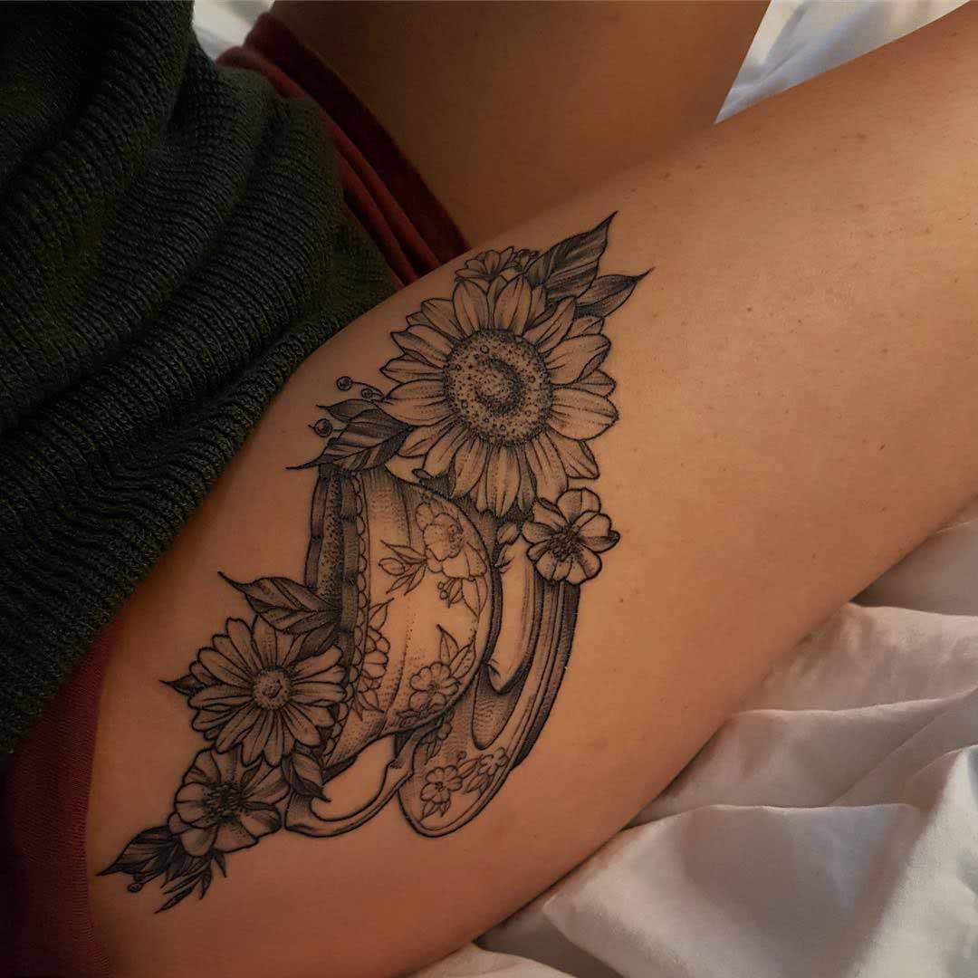 flowers tattoo on hip girl tattoo