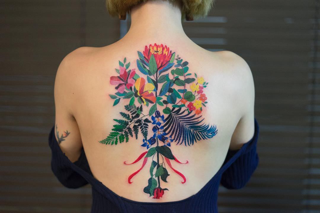 back tattoo flowers