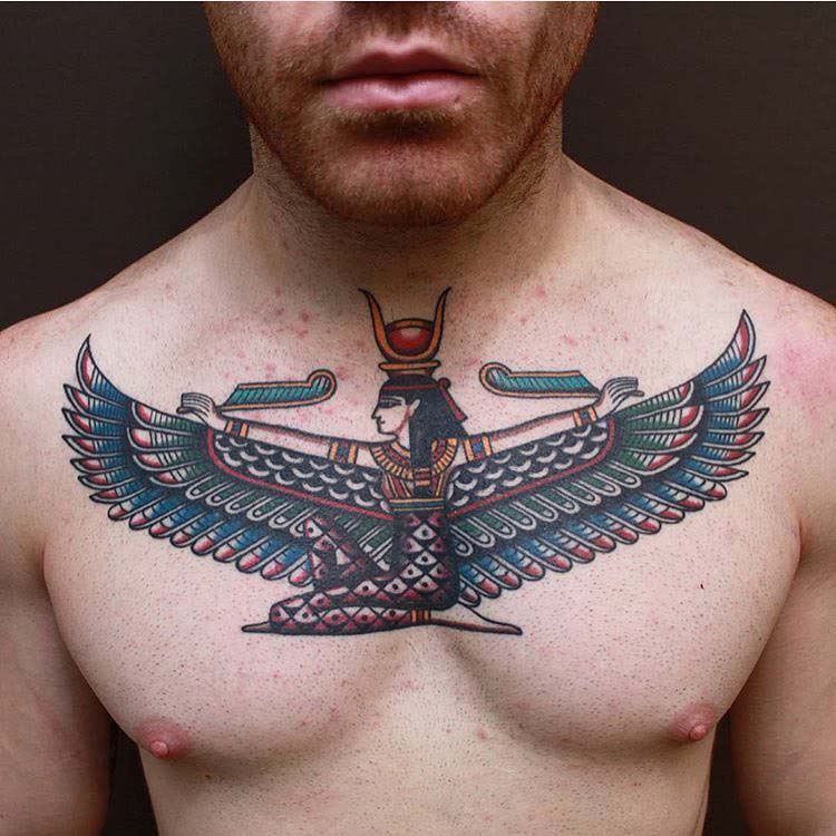 egyptian goddess tattoo on chest Isis