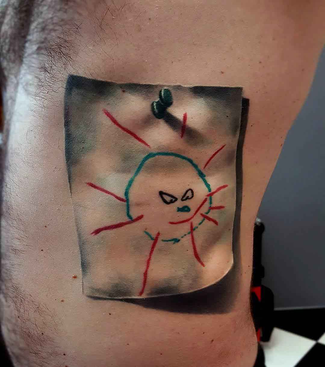 sun drawing tattoo 3D