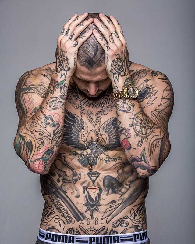 traditional tattoos on man