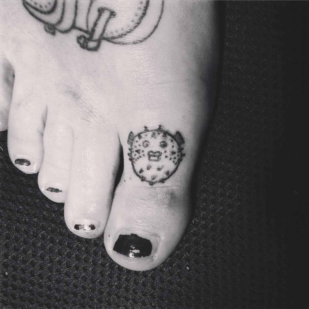 Fugu Fish Toe Tattoo by Indra Liebetanz