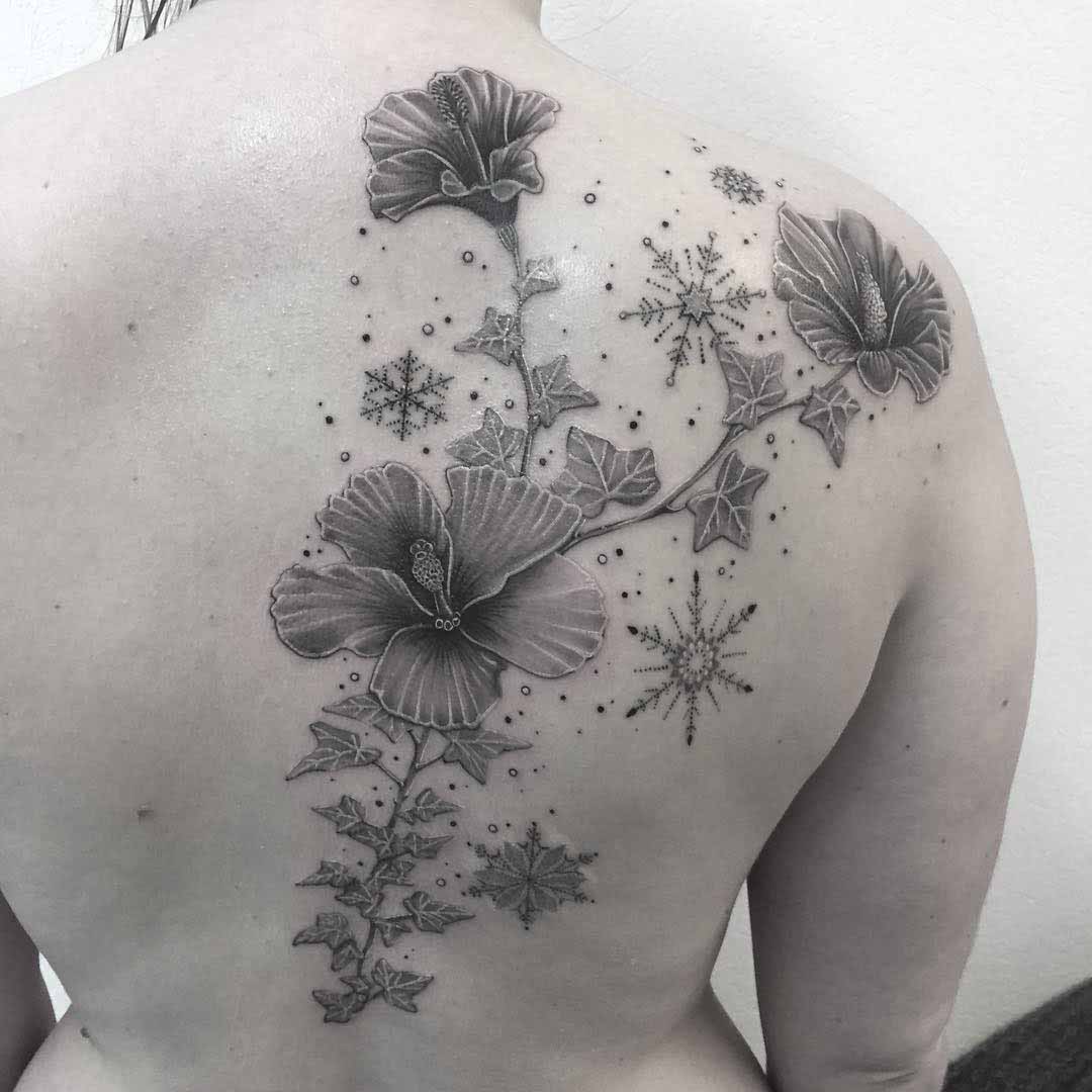 back flowers tattoo