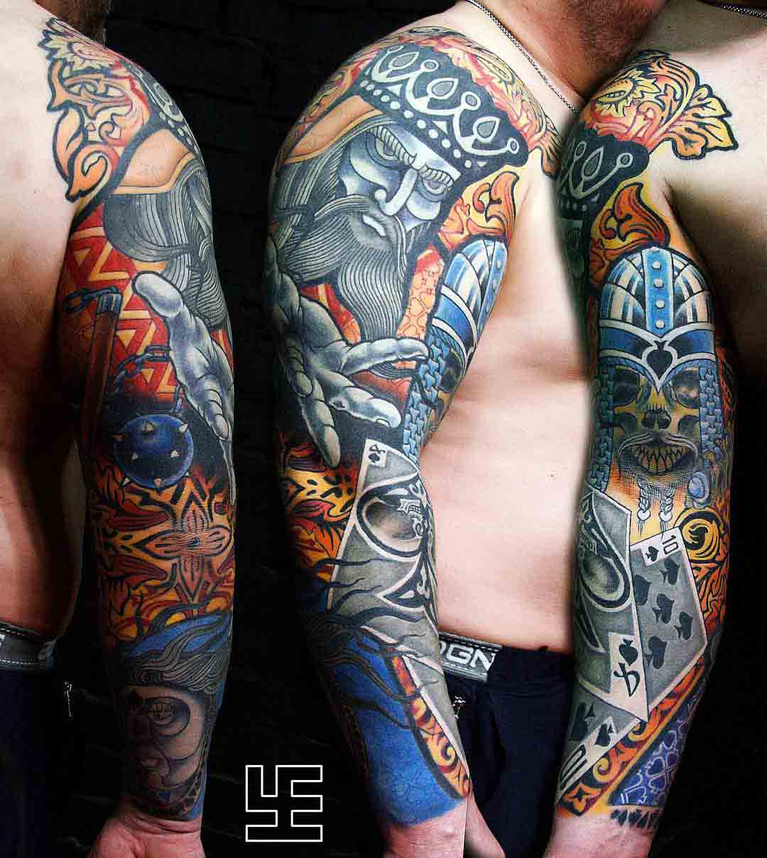 gambler tattoo cars full sleeve