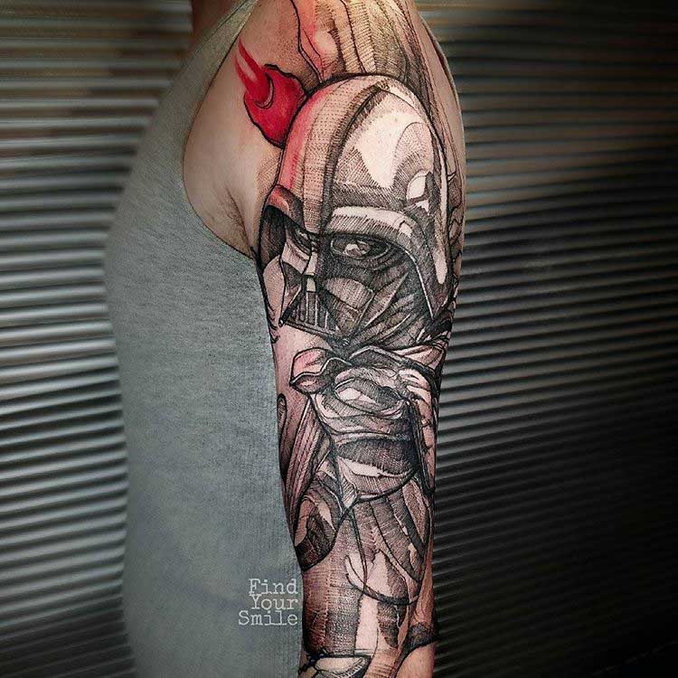 darth vader tattoo sleeve star wars