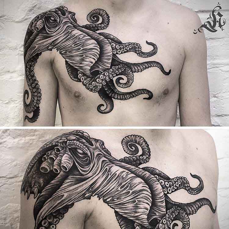 chest tattoo Kraken