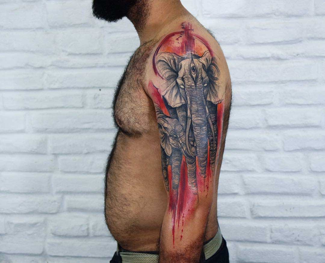 shoulder tattoo elephant