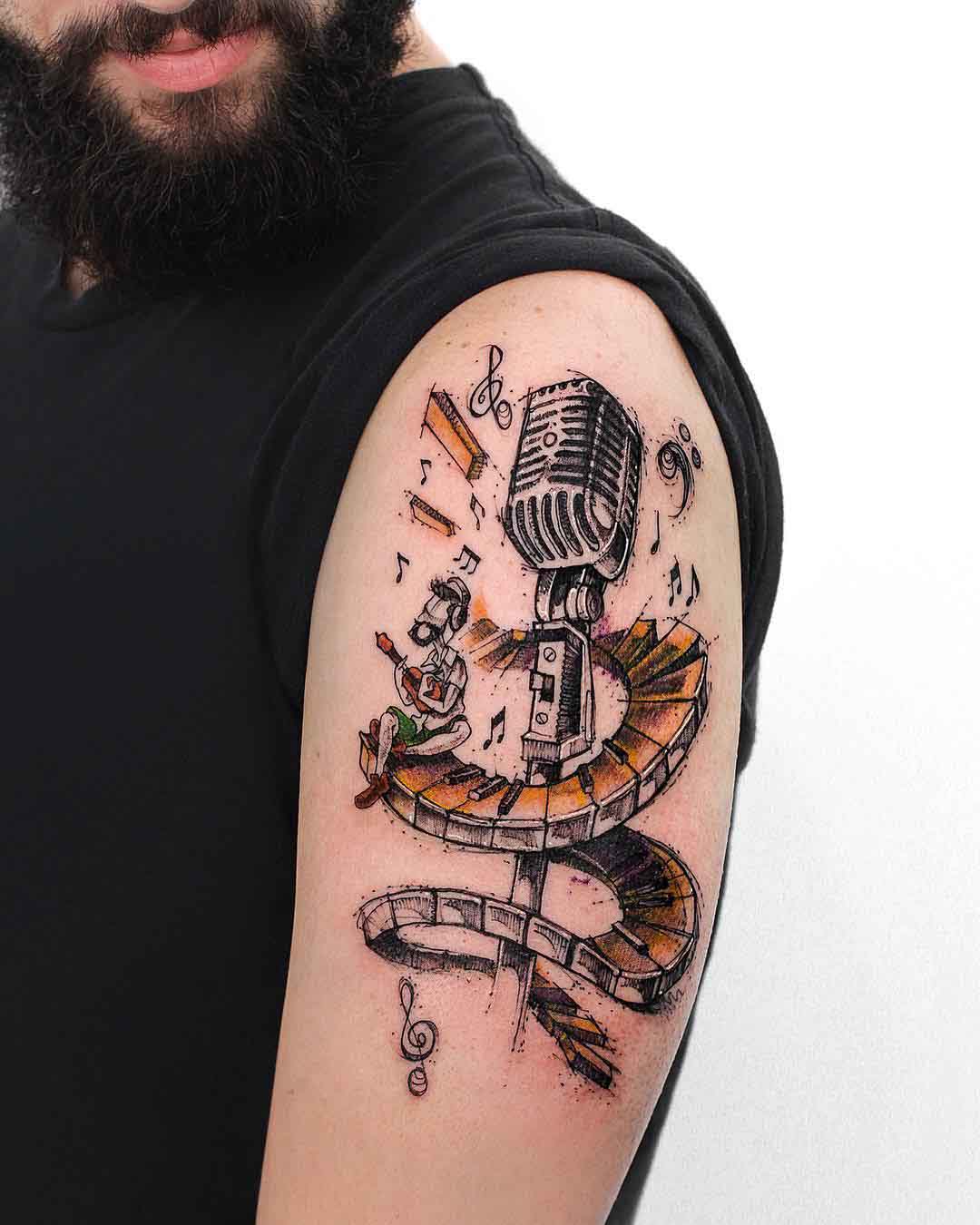 shoulder tattoo microphone