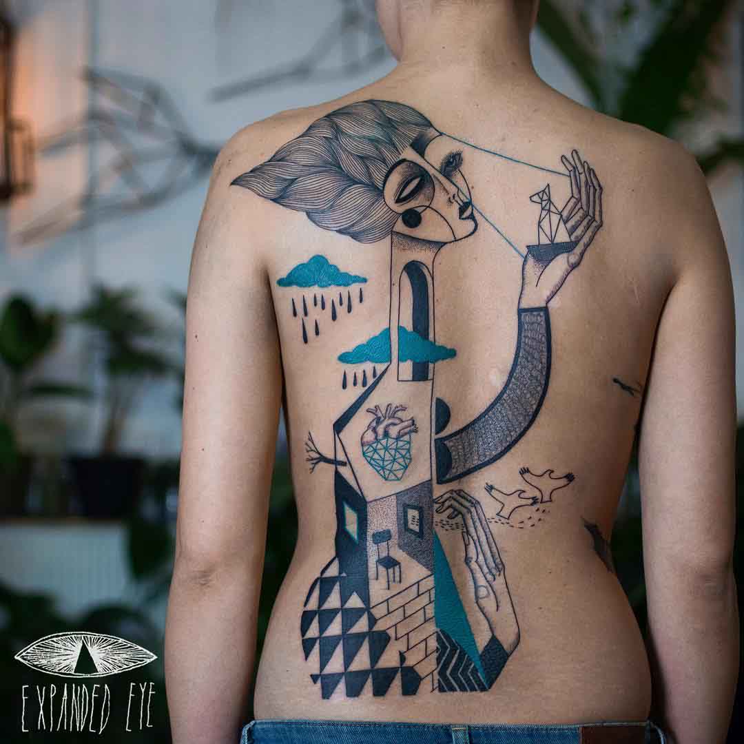 back cubism tattoo